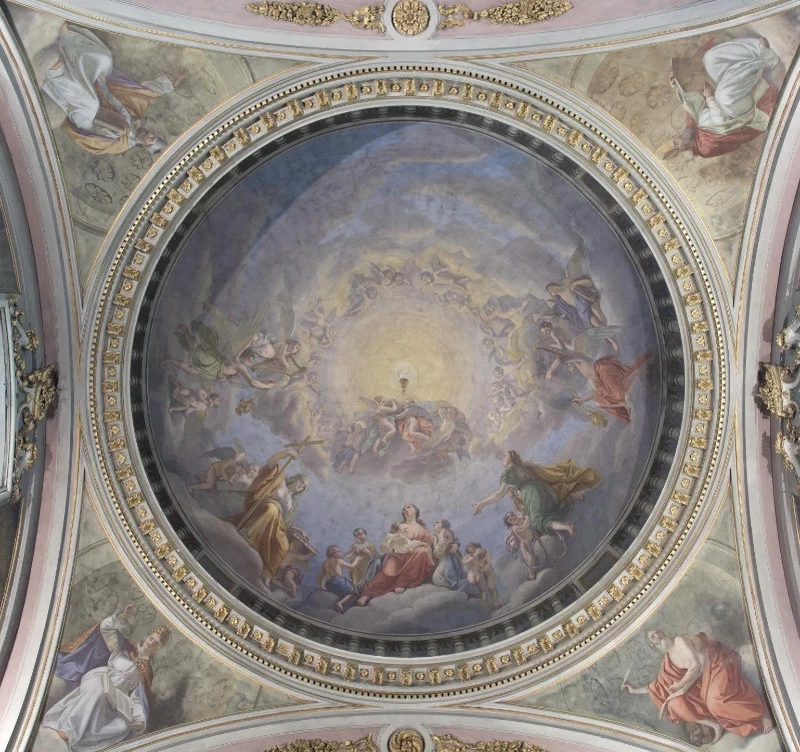 La Gloria della SS. Eucarestia - 1871, . affresco, chiesa della Trasfigurazione di N.S.G.C., Breno (BS)